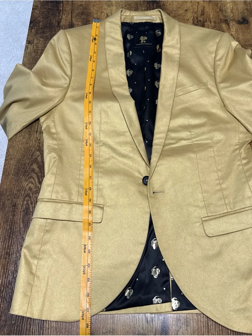 Noose & Monkey Van Gogh Blazer Jacket 38R Gold Beige Slim Fit Boho Indie Retro